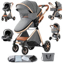 Carrinho de Bebé Trio 3 em 1 – Sistema de Viagem Completo + 6 Acessórios de Ofertas